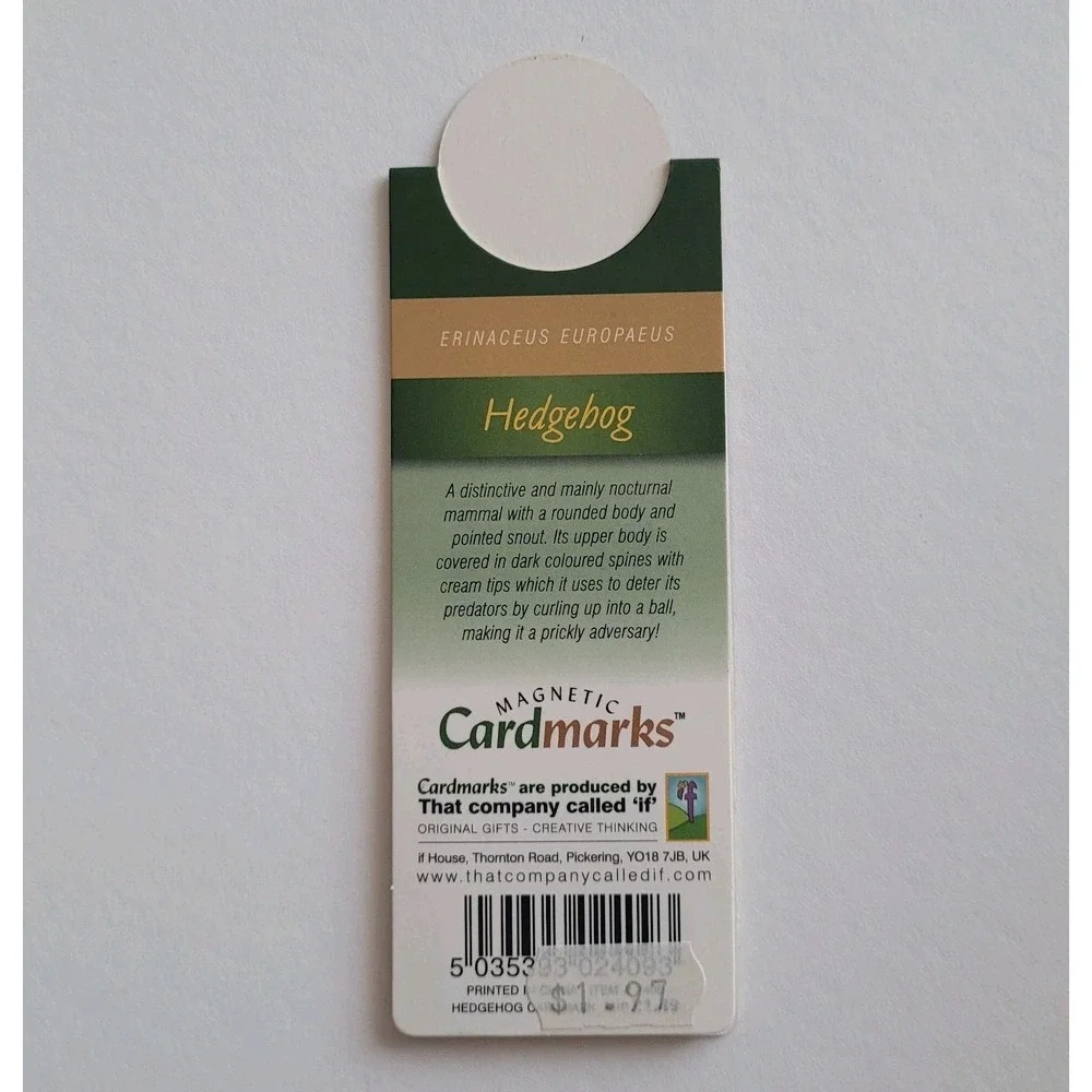 Cardmarks Hedgehog Nature Animal Info Magnetic Magnet UK Company If 2408 Y2k 00s